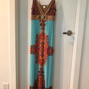 Paisley Patterned Bright Summer Maxi Dress